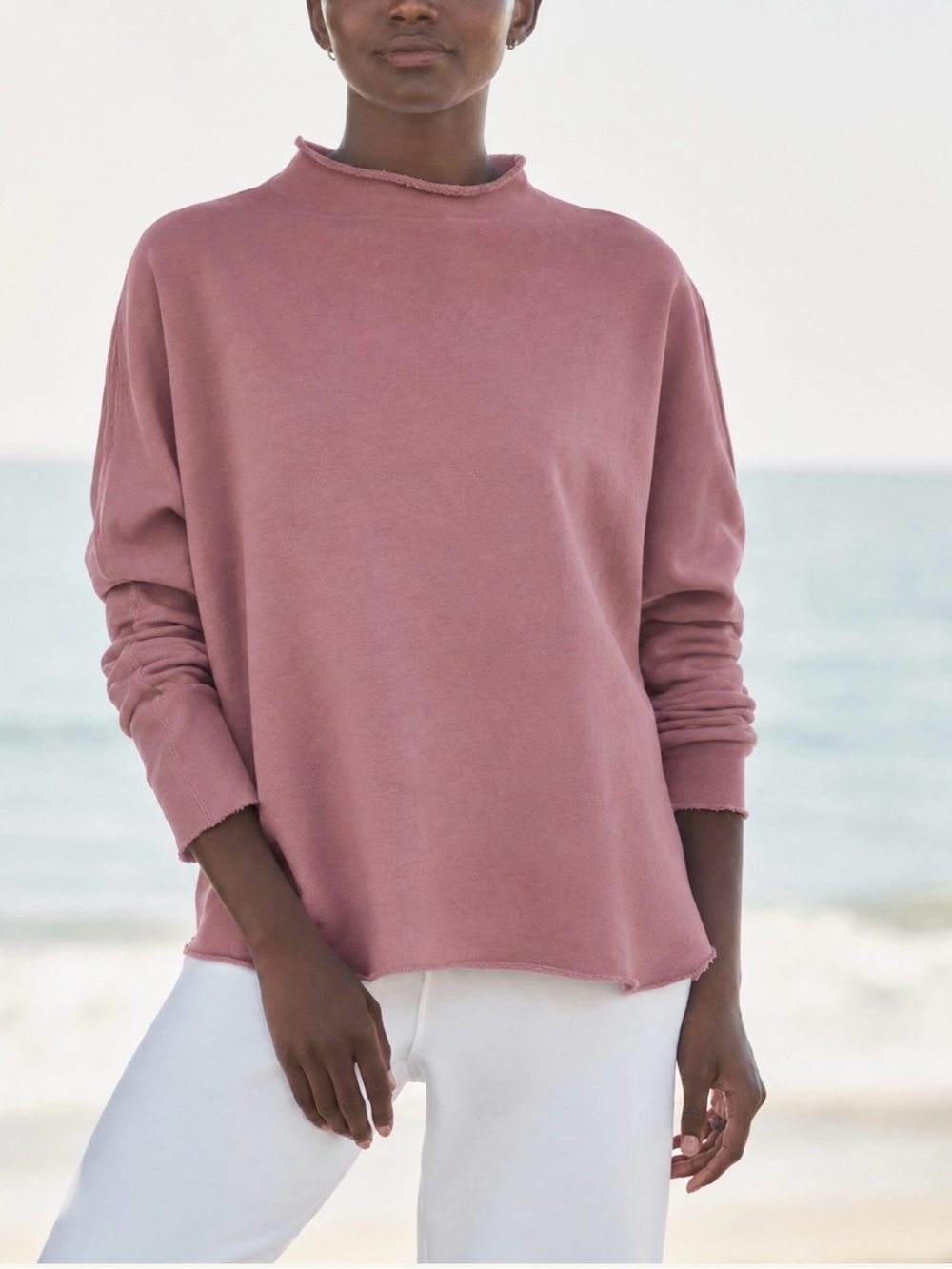 Frank & Eileen Funnel Neck Capelet Bat Wing Long Sleeve Terracotta Size Small